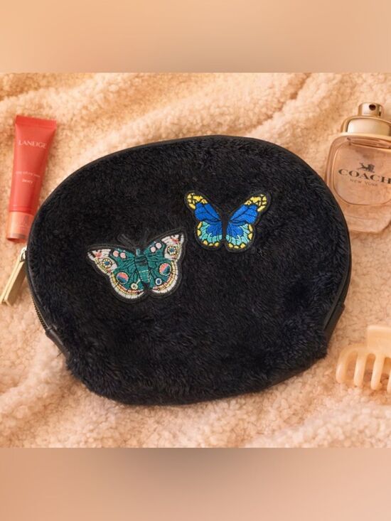 Stella & Max Handbags - Butterfly Black Makeup Bag Travel Cosmetic Pouch